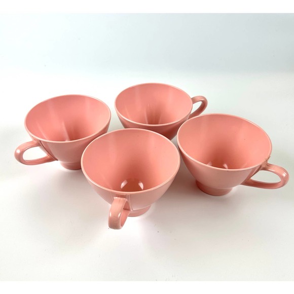 Vintage Pink Melmac Coffee Cups Retro 1950's Melamine MCM Mid Century Kitchen - Picture 3 of 7